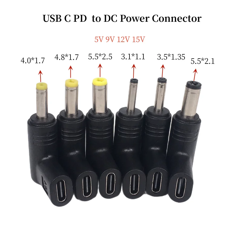 USB C PD to DC Power Connector Universal 5V 9V 12V 15V 19V TypeC to DC Jack Plug Charge Adapter Converter for Router Tablet Fan