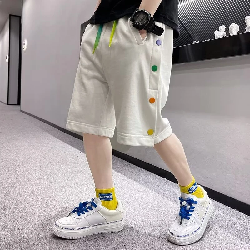 2024 New Boys Summer Hip Hop Harajuku Pants Ins Loose Sports Teen Shorts Spring Summer Comfortable Breathable Children Casual Sh