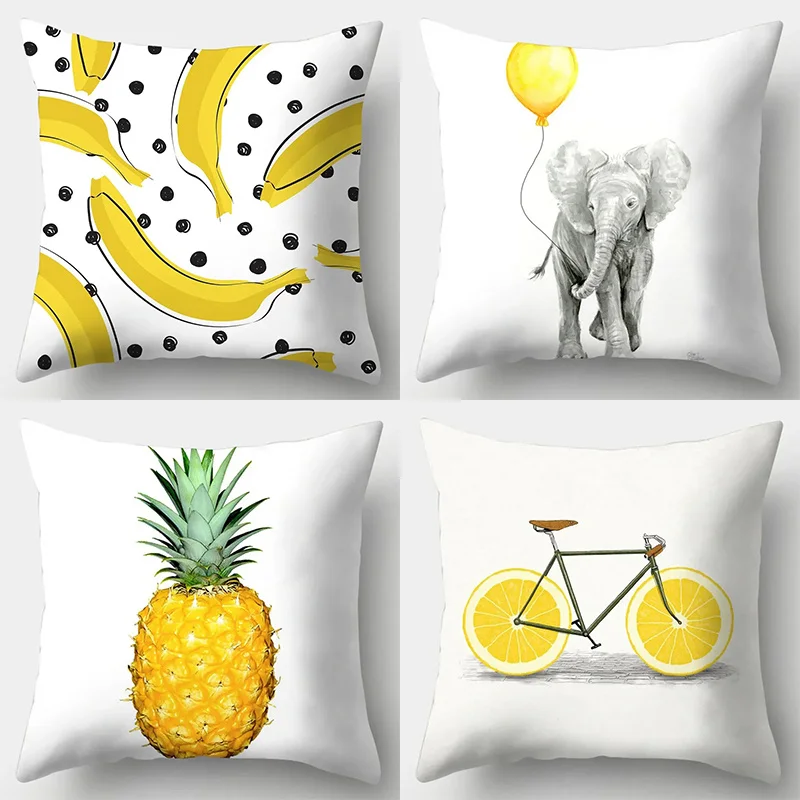 

Домашний декор, бананы, слон, ананас, велосипедные наволочки, чехол для подушки с узором, подходит для дивана, спальни, автомобиля, наволочки