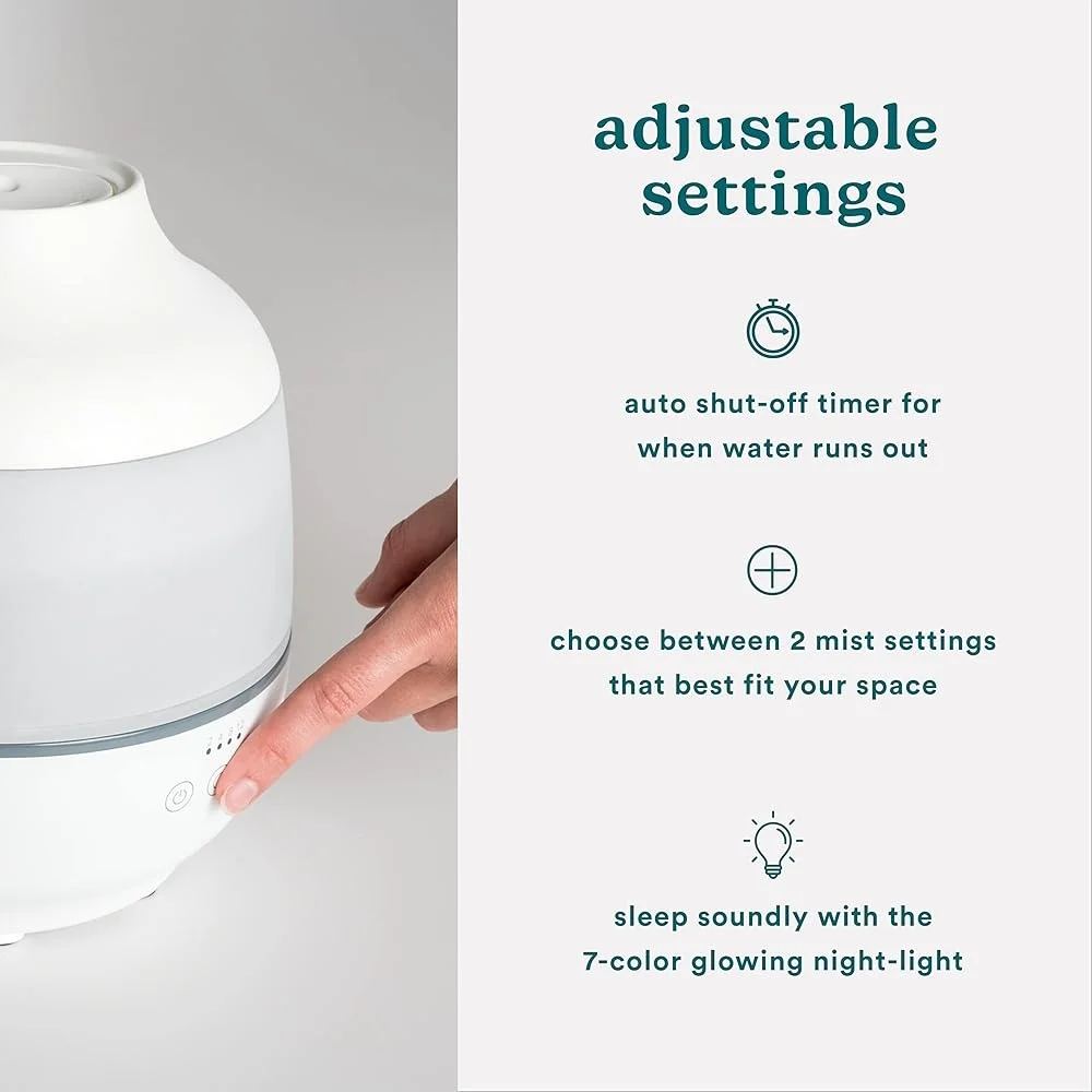 TotalComfort Luchtbevochtiger Grote Cool Mist Essentiële Olie Pads Ingebouwde Timer 7-Kleuren Nachtlampje Stille Automatische Uitschakeling Slaapkamer Kantoor