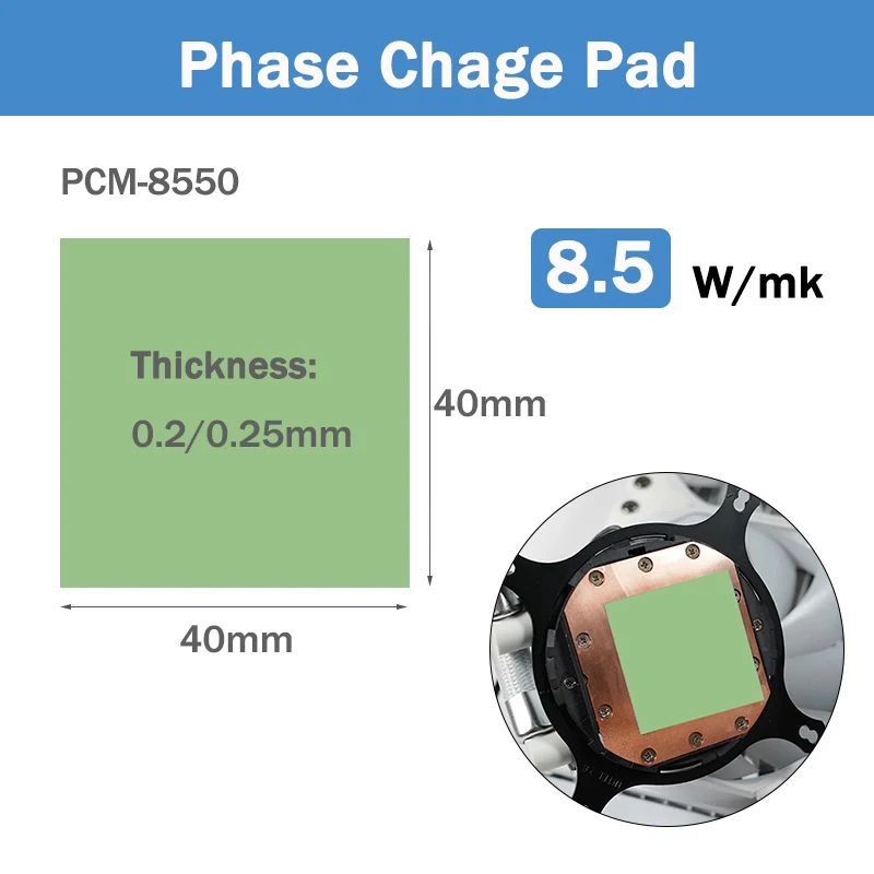 8.5W/mk CPU/GPU/IGBT Graphics Car PCM Phase Change Materials Film 40*40*0.2mm 0.25mm Self-Adhesive Sheet Phase Change Pad