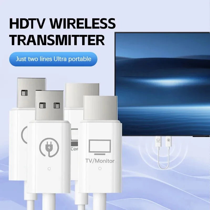 50m USB Wireless HDTV Extender Cable Audio Video Transmitter and Receiver Display Adapter for Camera PC To TV Monitor Projector