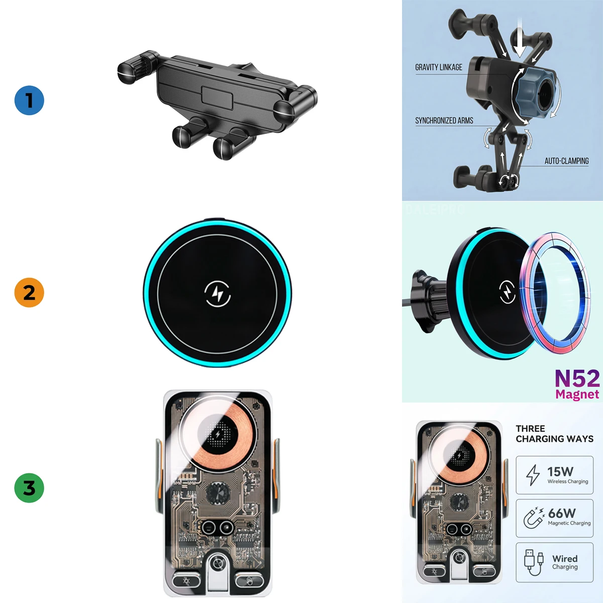 Soporte para Teléfono con Clip Fijo para Pantalla y Cargador Inalámbrico, Diseñado a Medida para VW ID4 ID.4 2025 2026 ID.3 GTX Formentor