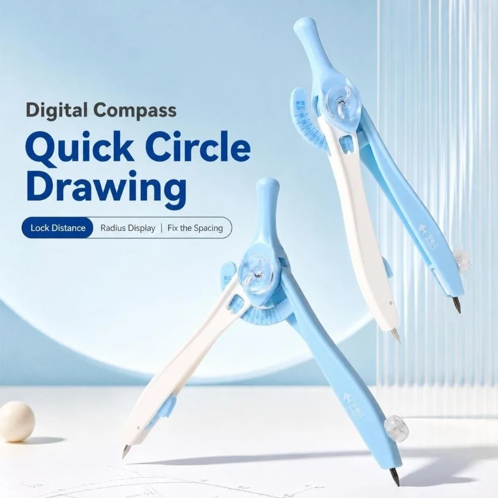Portable Adjustable Locking Student Compass 2B Lead With Scale Drawing Compass Lock Distance Math Circle Drawing Tool Students