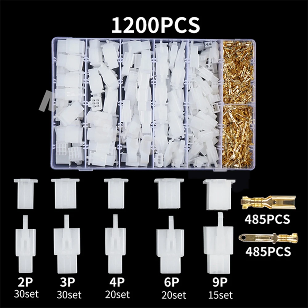 1200 PCS 2.8MM Automotive Wire Connector 2/3/4/6/9 Pin Electrical Male and Female Cable Terminal Connector Kit