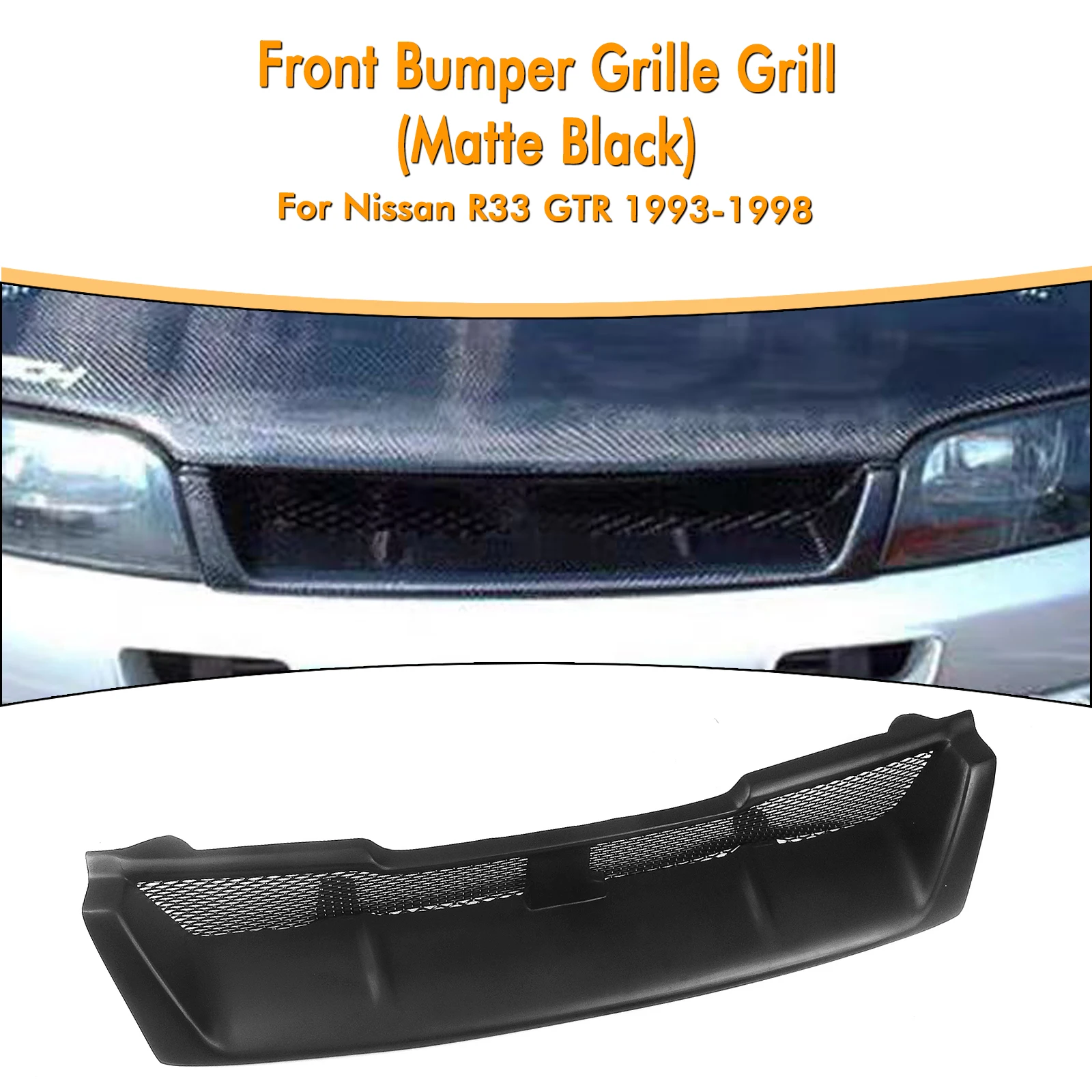 Car Front Grille Grill Bumper Hood Mesh Air Vent Grid For Nissan R33 GTR 1993 1994 1995 1996 1997 1998