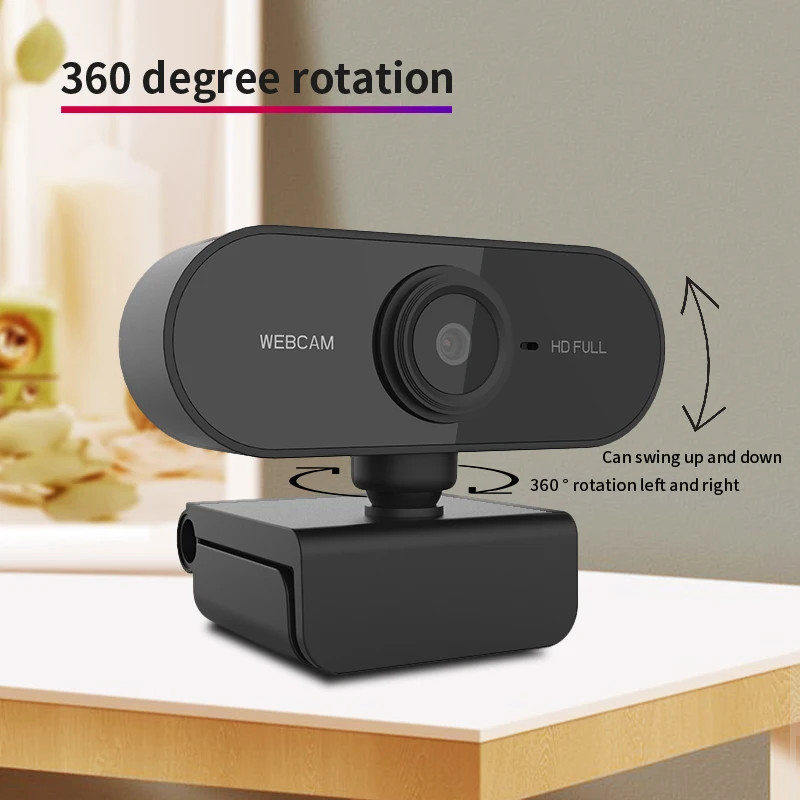 HD 1080P Webcam with USB Plug Rotatable Camera for PC Mac Laptop Live Video Telephone Conference Work Mini Computer Webcam