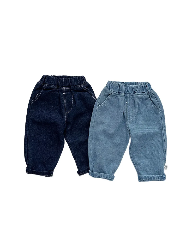 2024 Spring New Baby Loose Denim Trousers Fashion Infant Girls Solid Casual Pants Toddler Boys Versatile Jeans Toddler Clothes