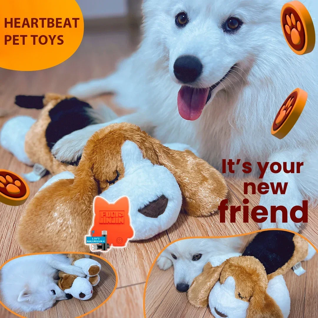 Puppy heartbeat toys for dog anxiety relief and behavioural training, dog plush toys with simulated heartbeat device