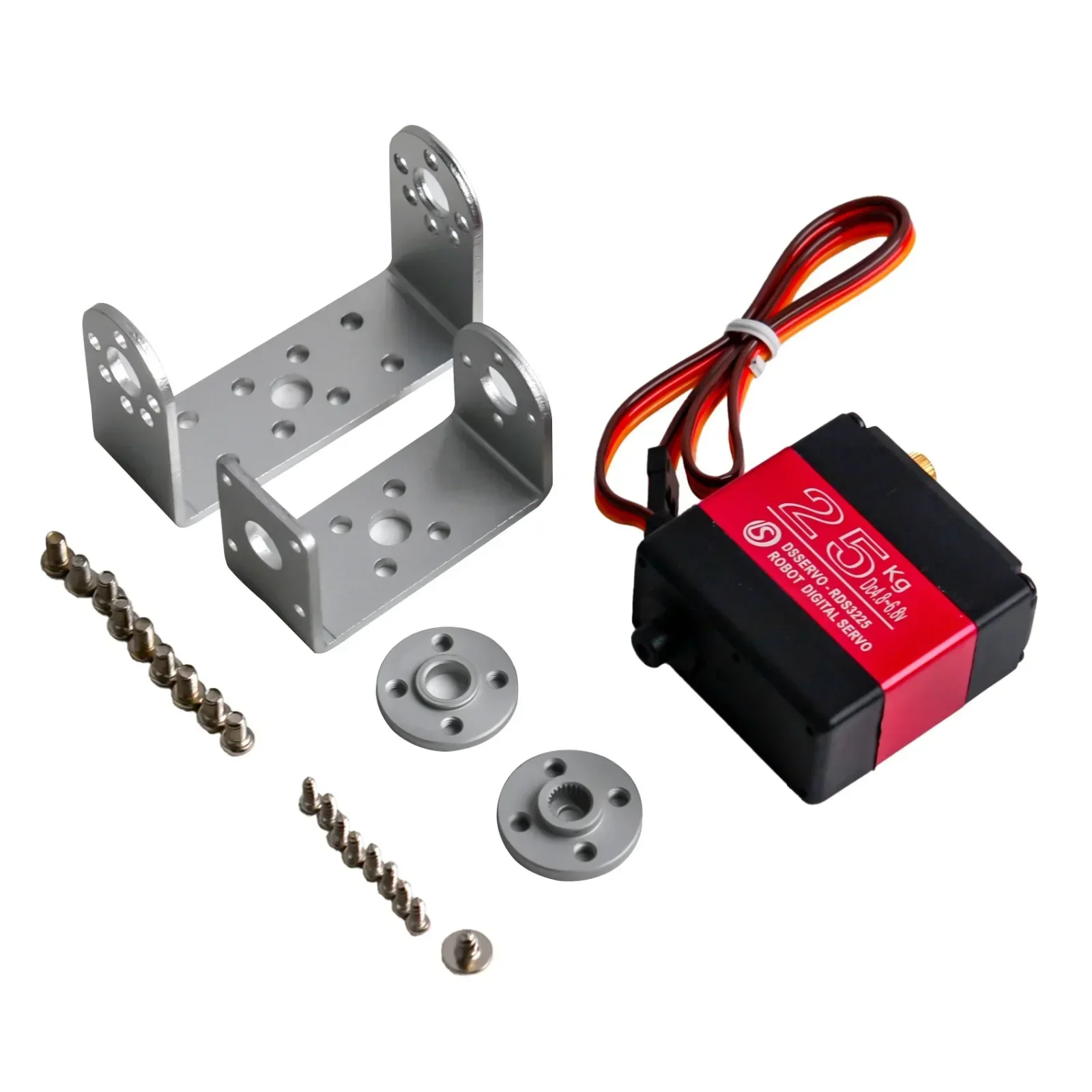 Rds3225 25kg eixo duplo rc servo motor digital à prova dwaterproof água alto torque engrenagem de metal completo servos u suporte de montagem para carro robô rc