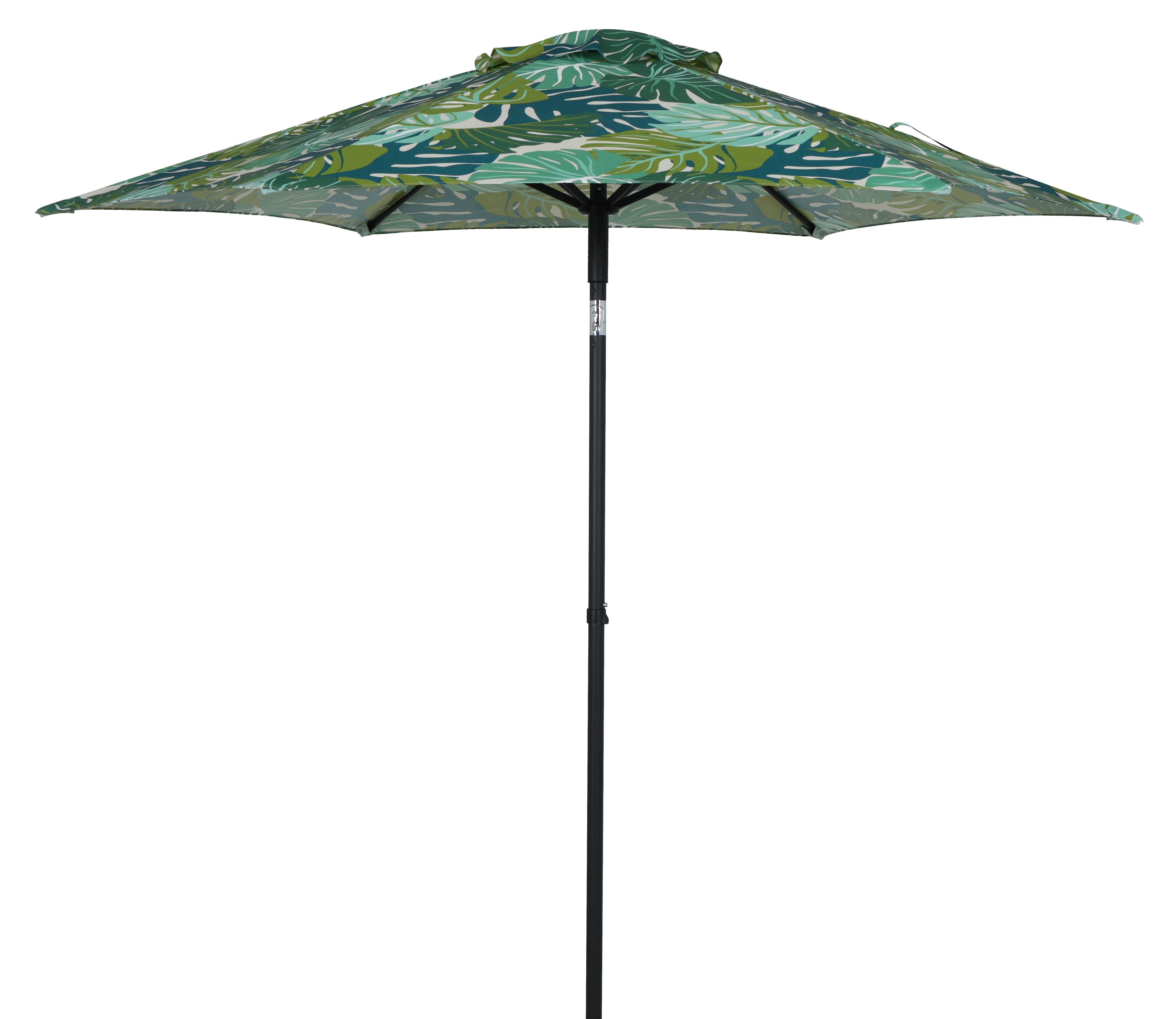 

7.5' Round Patio Umbrella with Palm Print, Push-Up, 3-Angle Tilt