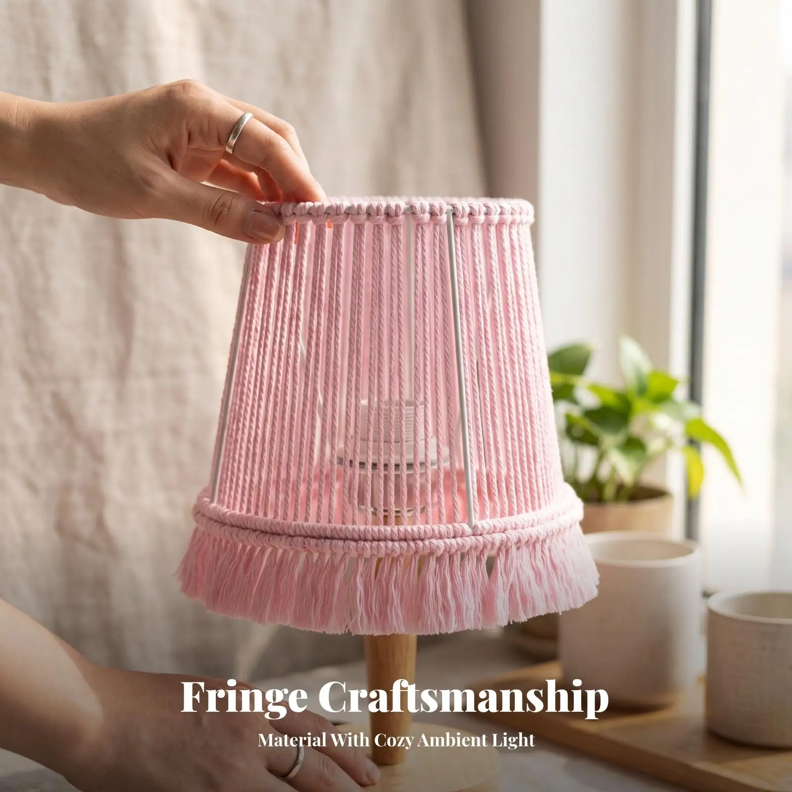 Handmade Macrame Lamp Shade | gentle ambient Lighting, Macrame Lampshade, for Bedroom