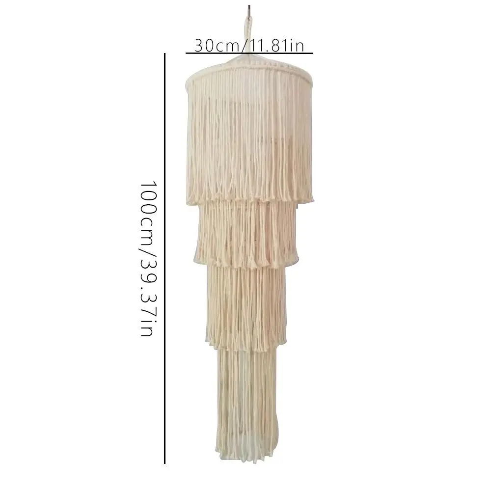 

Handwoven Woven Tapestry Lampshade Rustic Classic Macrame Tassel Lamp Shade Vintage Creative Hanging Light Cover Restaurant