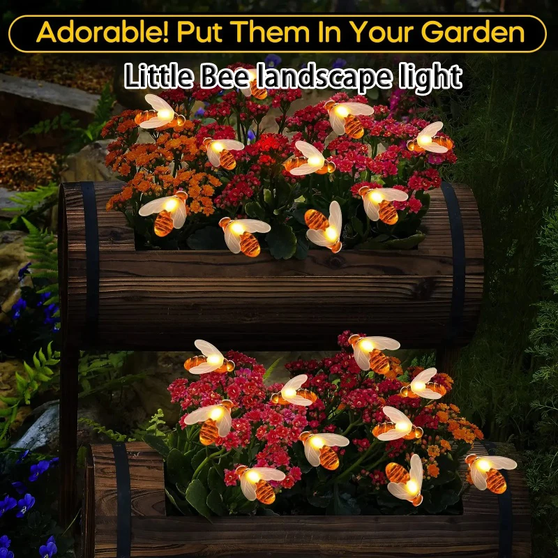 

LED String Solar Bee Lights Outdoor Holiday Party Lighting Night Lamp for Garden Tree Fence Balcony Christmas Wedding Decoration