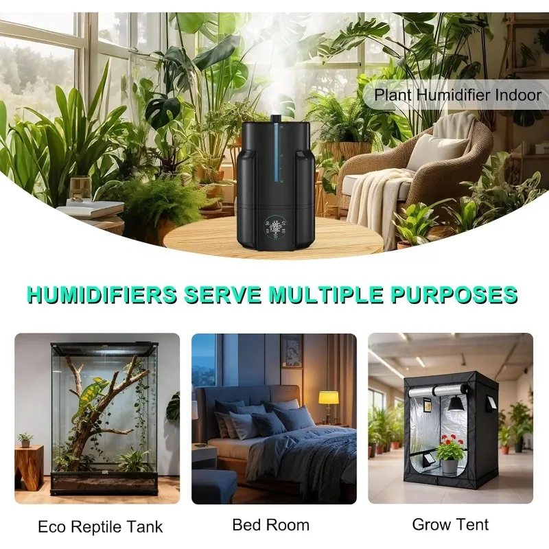 6L Ultrasonic Animal and Plant Humidifier | Automatic Humidity Adjustment+Timing Spray | Low Noise Design | Special for Potting/
