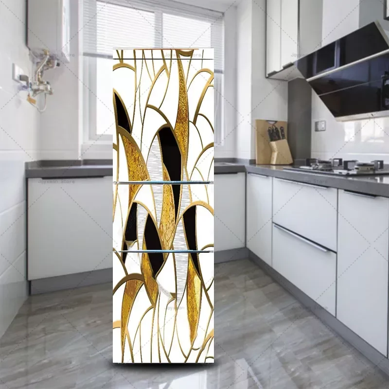 Modern Floral Refrigerator Sticker Decorative Sticker Simple Decorative Painting Door Film DIY Waterproof Self-adhesive Peel-off