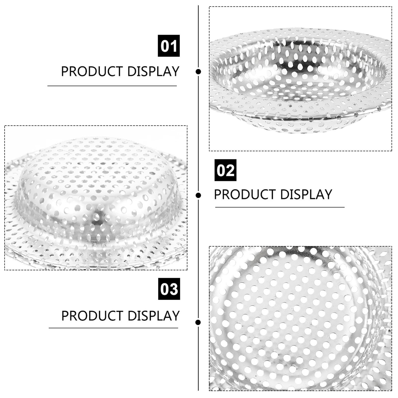 

2pcs Stainless Steel Sink Drain Catcher Filter For Kitchen Durable Hair Food Blocker Large Holes Fast Drainage Easy Clean