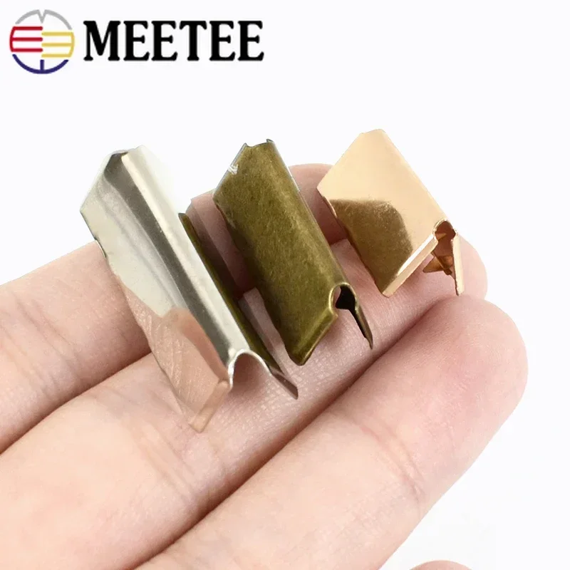 20/50pcs Meetee Metal Belt Clip Buckle Pants Belts Head Tail Stopper Webbbing Cord End Clips Buckles DIY Garment Accessories