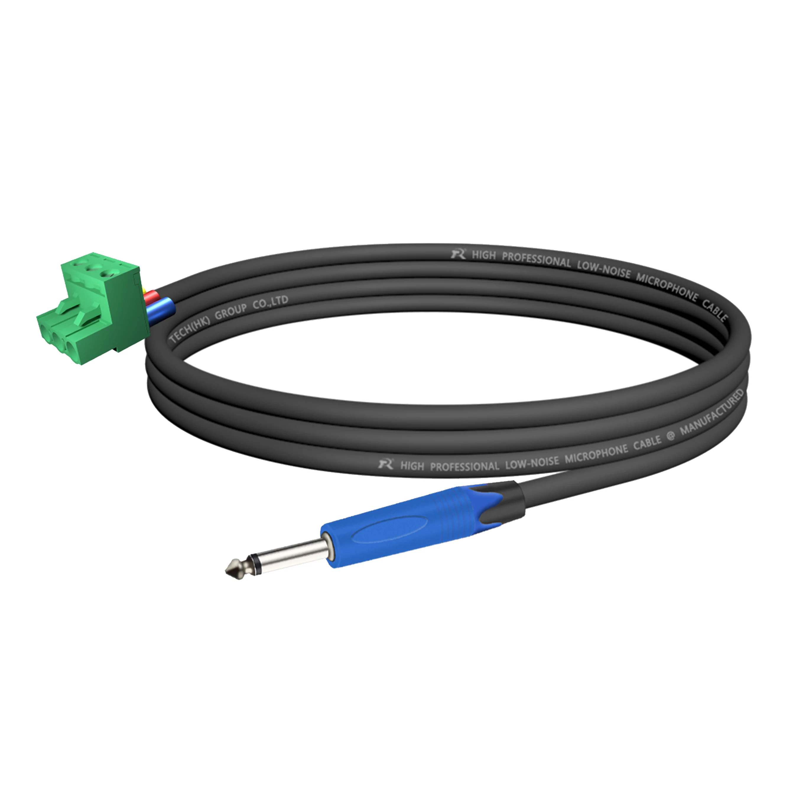 Professionelles 6,35/6,5 mm (1/4 Zoll) TS-Mono-Stecker auf 3-poligen 5,08 mm Phoenix-Stecker-Kabel, symmetrische Audiosignalübertragung – Detail 4