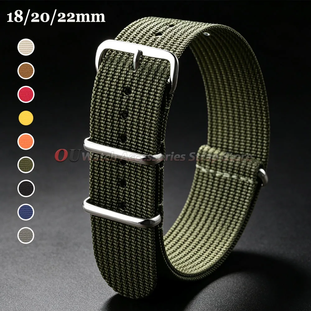 Ribbed Nylon Watch Strap 18mm 20mm 22mm for Omega for Rolex Woven Watch Band Women Men Sport Wristband Fabric Canvas Accessories