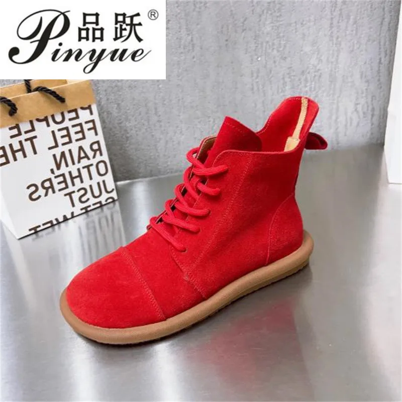 Women Flats Sneakers Suede Leather Round Toe Shoes Casual Shoes Women Slip On Flat Loafers  Lace-Up Walking shoes