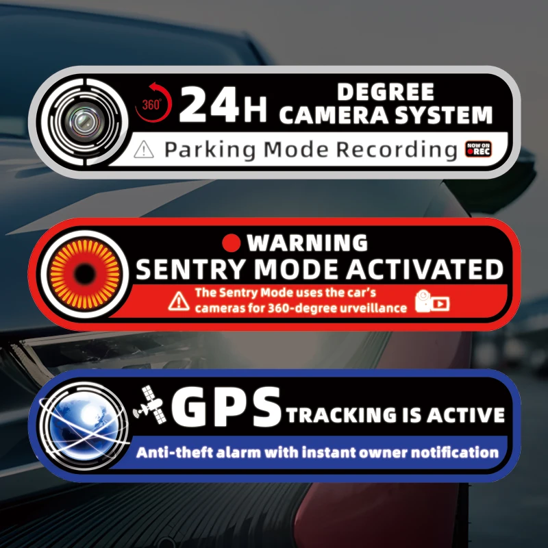 

10Pcs Sentry Mode Car Sticker – 24H 360° Vehicle Monitoring Alarm Decal for Anti-Theft