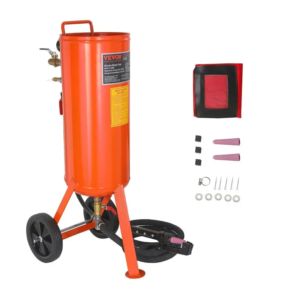 

10 Gallon Heavy Duty Portable Sand Blaster 60-110 PSI High Pressure Abrasive Blasting Tank with 2 Ceramic Nozzles 7.5ft Hose for