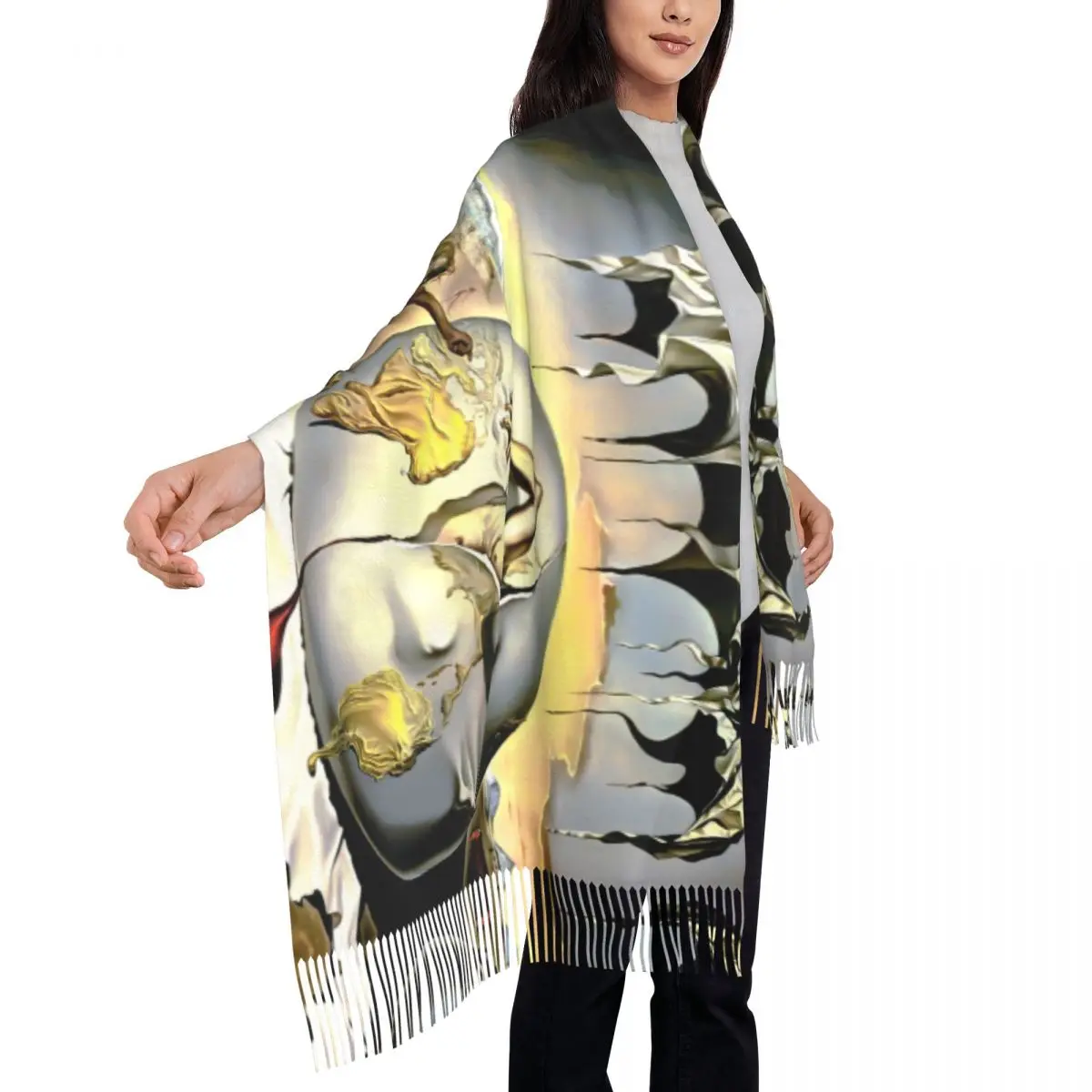 Geopoliticus Child Watching The Birth Of The New Man Tassel Scarf Salvador Dali Painting Art Shawl Wrap Female Winter Scarves