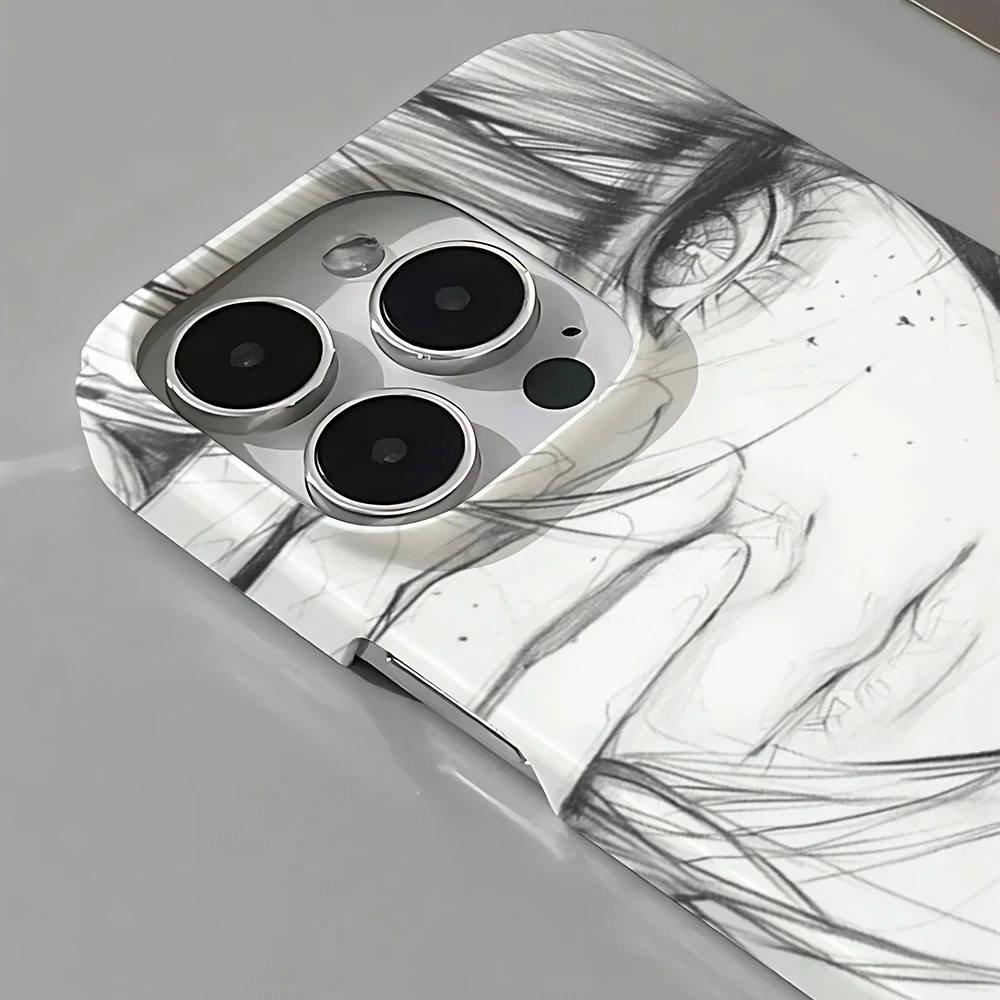 INS Sketch art girl covering her eyes Phone Case for iPhone 17 16 15 14 13 12 11 Air Pro Max 7 8 Plus Glossy Film Hard PC Cover