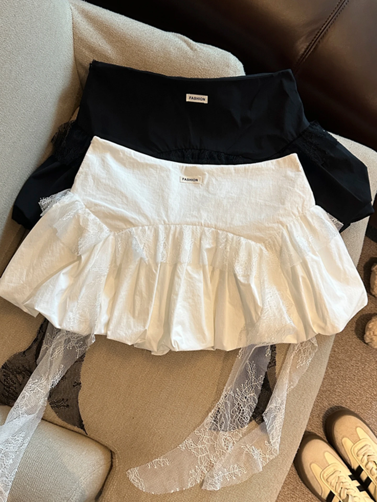 

Emily Clud Recommended Lace Patchwork Bloomer f Skirt Women's Spring Summer High Waist A-Line ort Skirt Casual Sle
