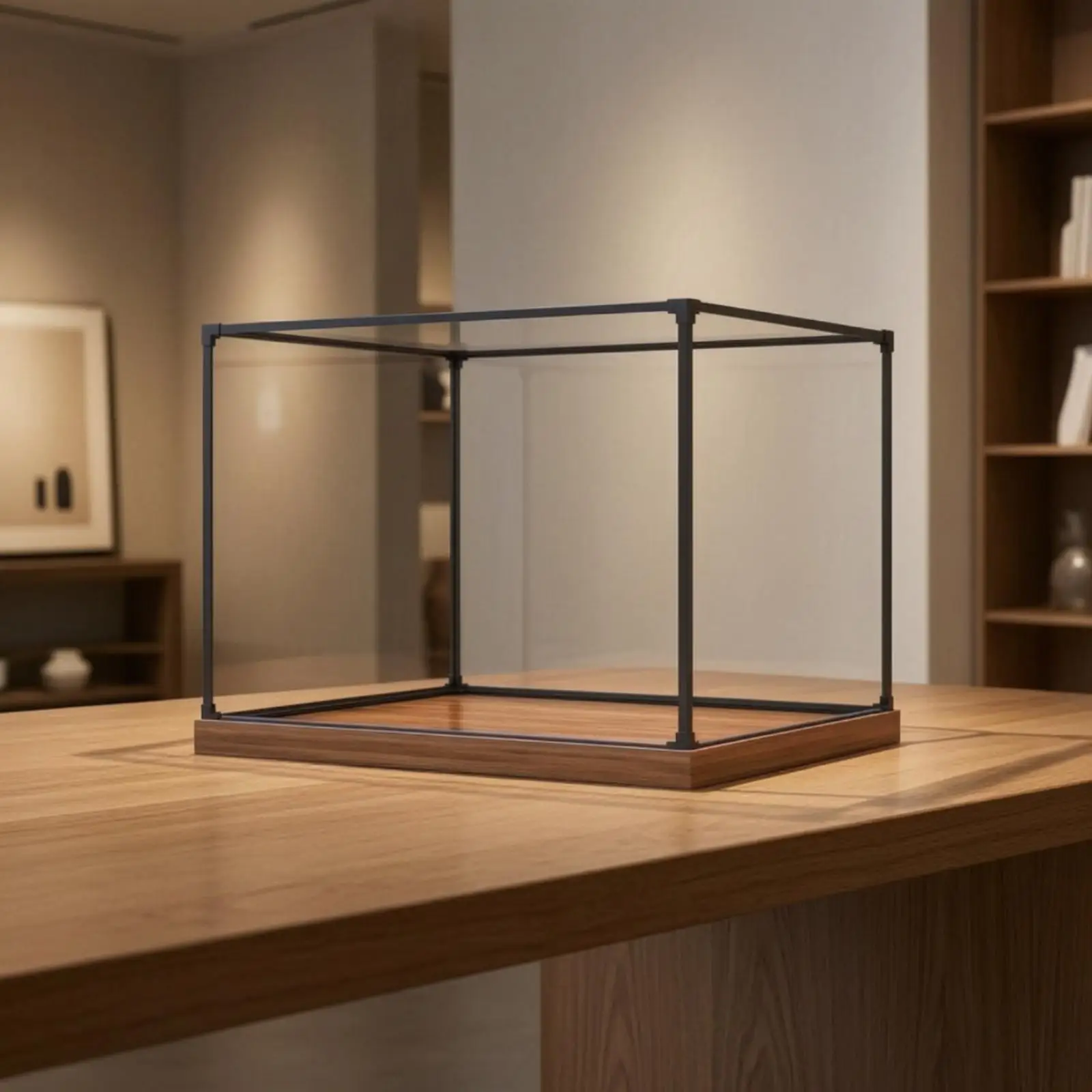 Acrylic Display Case Clear Display Box with Wood Base Elegant for Gaming Setups