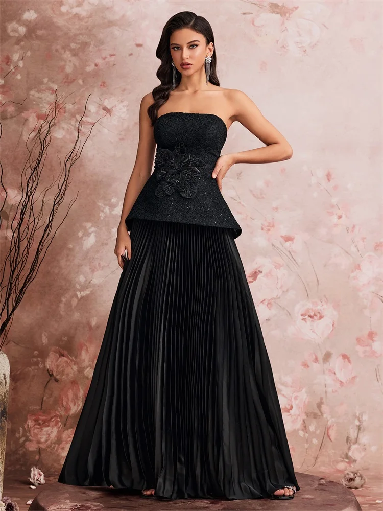 

Lucyinlove Elegant Sequins Strapless Splicing Formal Evening Dresss Long Women Mermaid Prom Luxury Wedding Party Cocktail Gowns