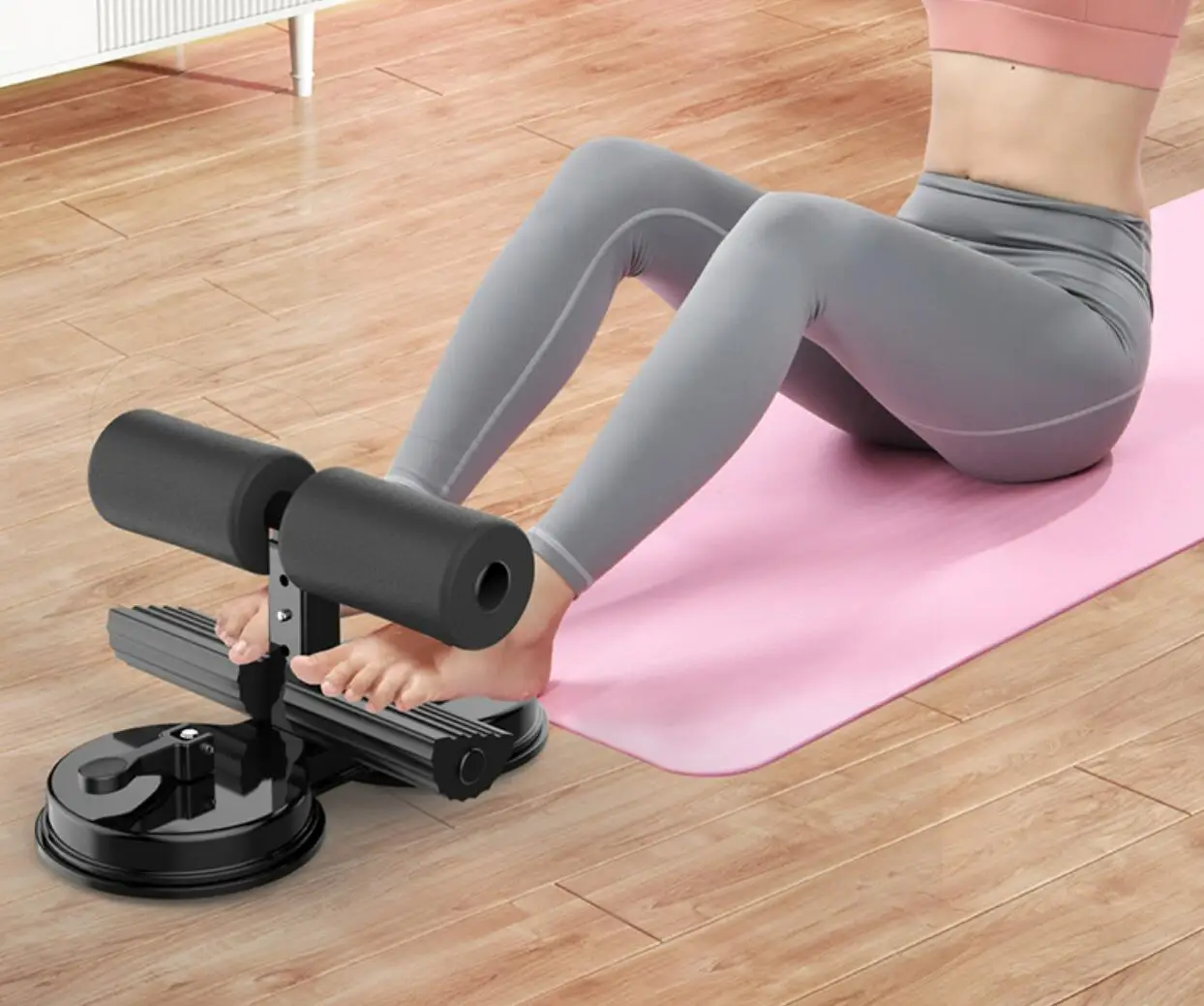 Sit Up Assistant Exercised Abdomen Arms Stomach Thighs LegsThin Fitness Suction Cup Type Sit Up Bar Self-Suction abs machine