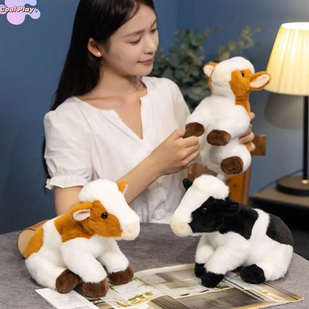 동물 가축 동물 봉제 인형 시뮬레이션 푹신한 우유 암소 봉제 인형 부드러운 인형 암소 황소 암소 플러시 장난감 홈 장식