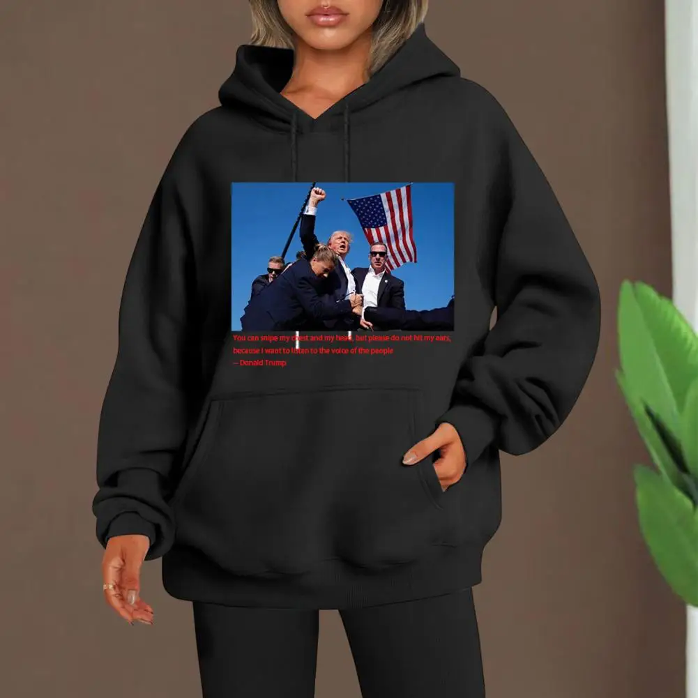 Fall Hoodie Election Campaign Rally Hoodie Trump Survives Shot Unisex Hoodie with Pockets Long Sleeve for Election for Trump