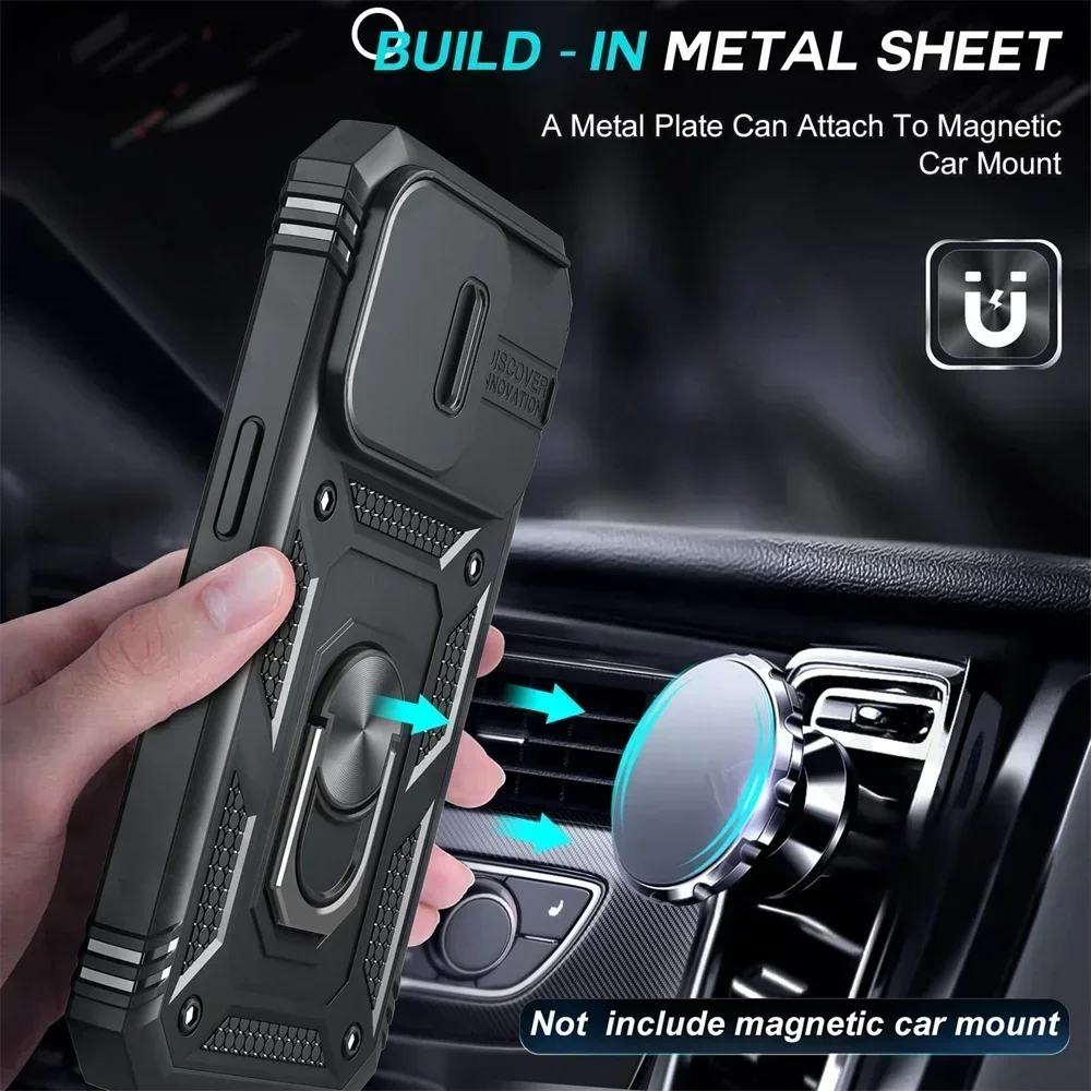 Case For iPhone 17 16 15 14 13 12 11 Pro XS Max Plus Camera Slide Military Grade Armor Protection 360 Degree Rotate Armor Cover