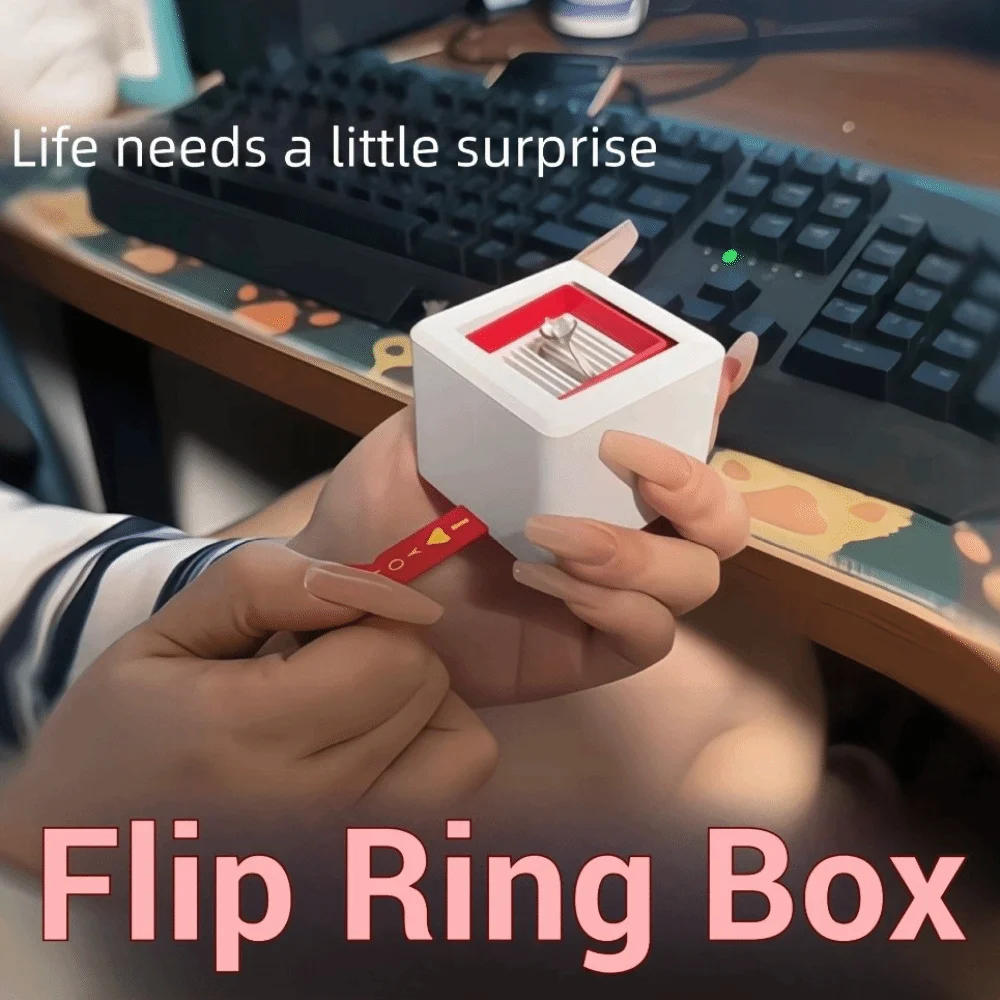 3D Printed Creative Flip Ring Box Storage Rotating Couple Surprise Declaration Gift Compact Romantic Pull Out Jewelry Box