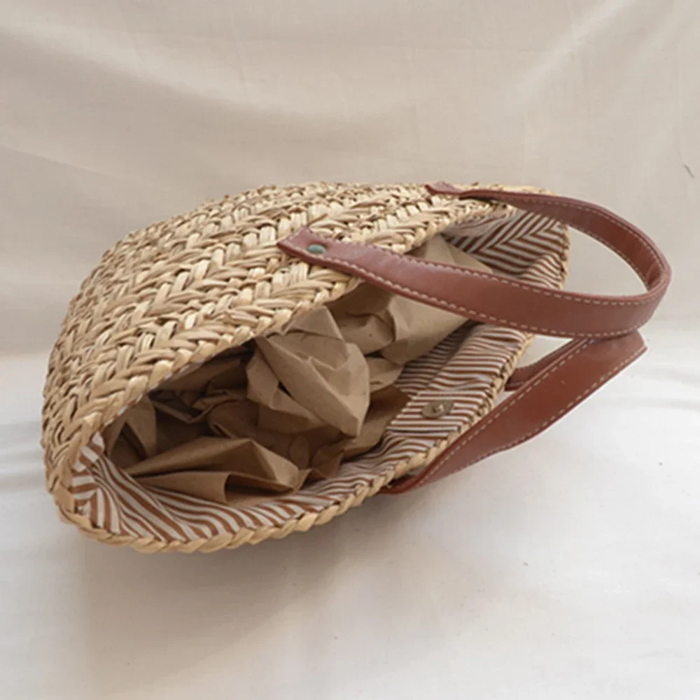 Bohemian Straw Rattan Bags for Women Designer Woven Bag Travel Basket Handbags and Purses Beach Shoulder Bag Tote Shopper Bags