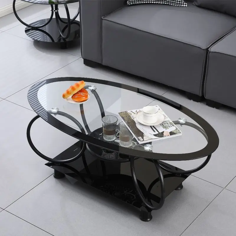 2explosions five-ring coffee table modern simple and elegant multi-layer tempered glass coffee table small family rental room