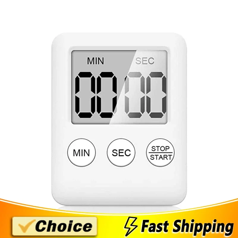 Kitchen Timer Magnetic Cooking Digital LED Display Loud Alarm Minute Second Count Up Countdown Countup Boiling Eggs Timer