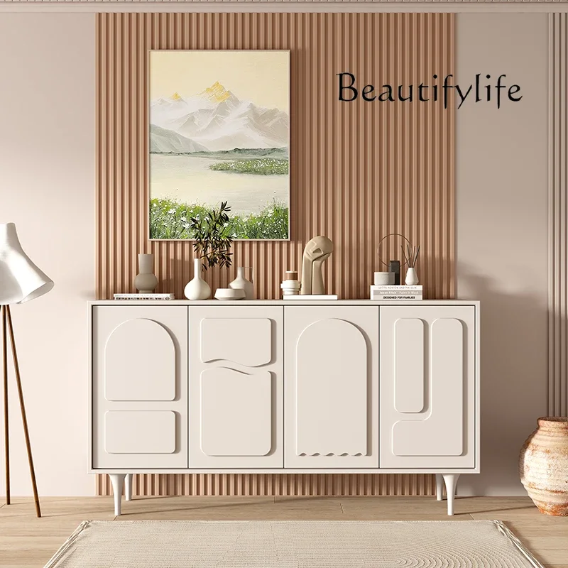 Cream Style White Hallway Shoe Cabinet Light Luxury High-End Living Room Decoration Modern Simple Storage Side Cabinet