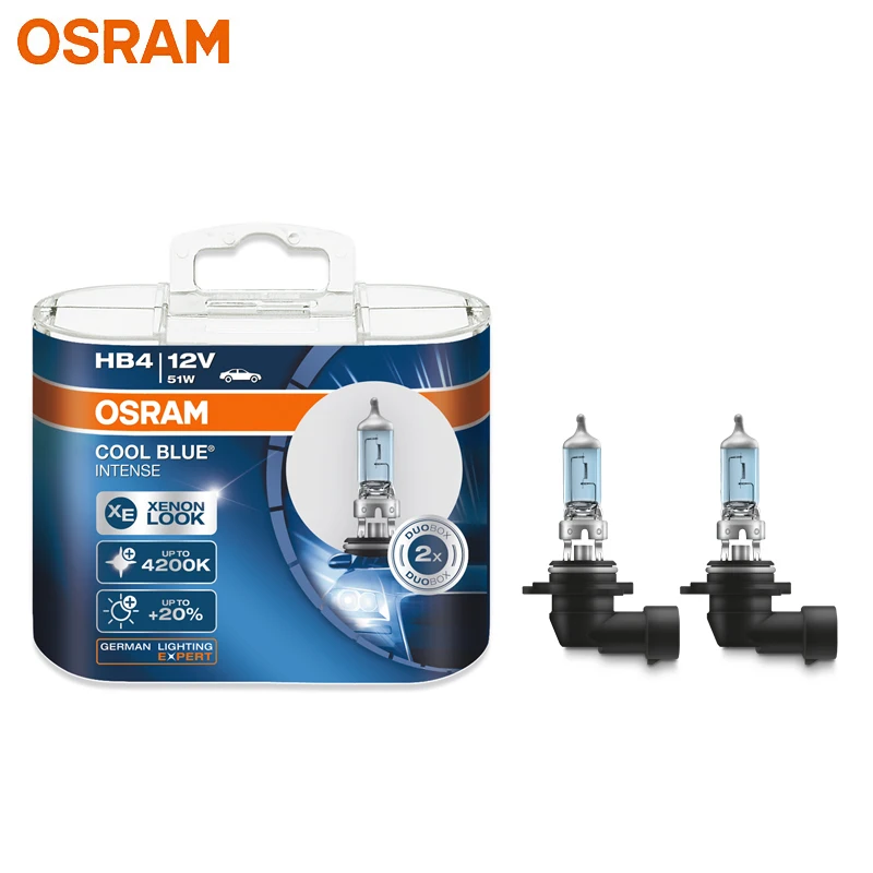 OSRAM-bombilla halógena de xenón para coche, Bombilla de color blanco azulado intenso y azul frío, 9006 K, 4200K, 12V, 51W, 9006CBI, 20% más, 2 unidades