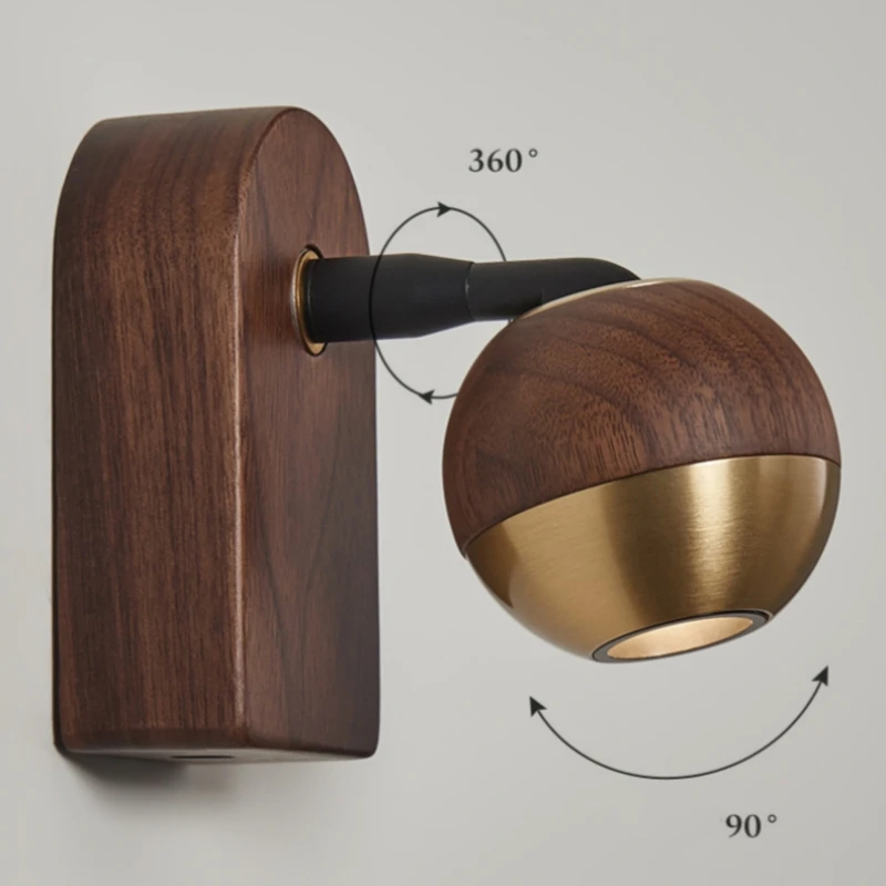 Nordic Wood Wall Lamp LED Original Wooden Walnut Square Room Decor Wall Sconce Bedroom Living Rooms Study Staircase Light Lustre