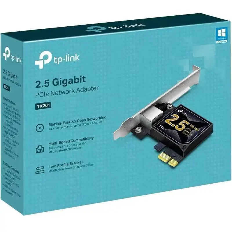 

Проводная сетевая карта TP-LINK TX201 PCIE Настольный сетевой адаптер 2,5GIGABIT с короткой перегородкой