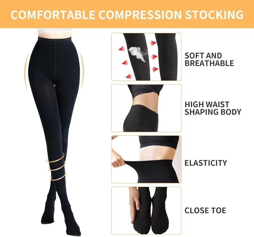 Collant a compressione per donna 20-30 Mmhg tubo di supporto per calze taglie forti