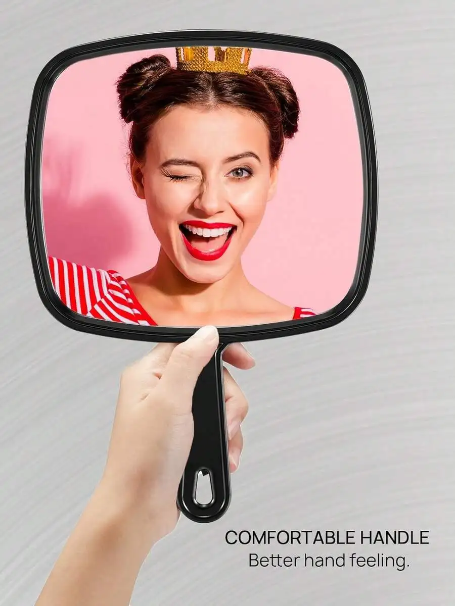 

Black Handheld Makeup Mirror With Comfortable Handle 12.4 X 9 Inches