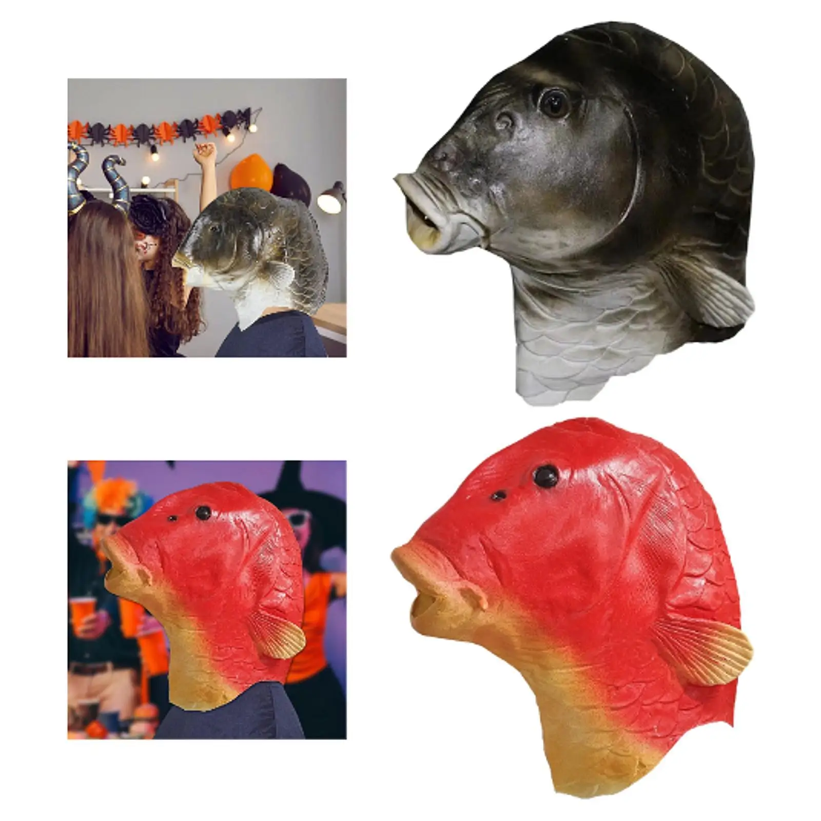 

Маска рыбы для взрослых, полная голова для Хэллоуина, сценического костюма, вечеринки