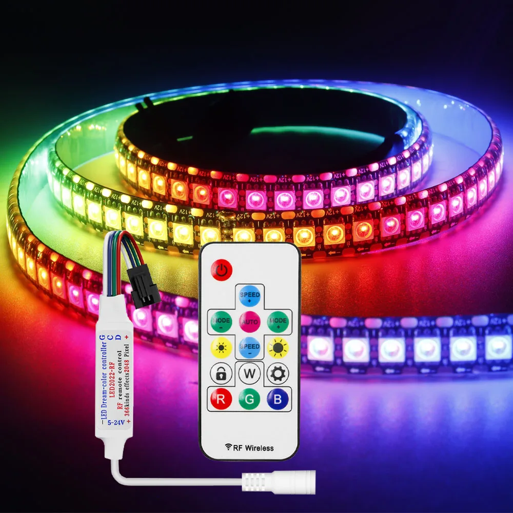 Ws2815 led streifen mit 14/tasten controlle (ws2812b ws2813 aktualisiert) rgb individuell adressierbare kits 30/leds/m dc12v