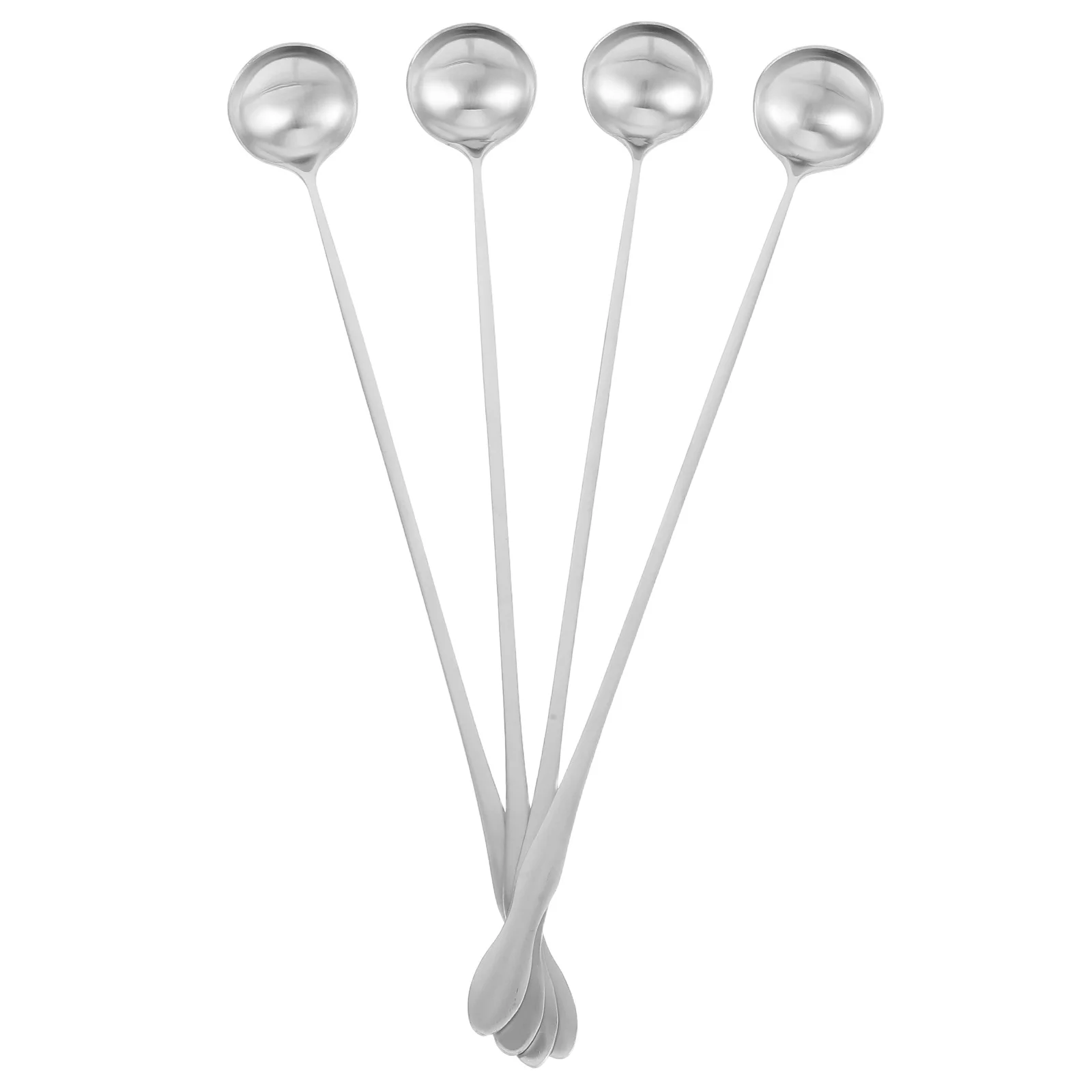 

4pcs Stainless Steel Soup Ladle Long Handle Heat Resistant Coffee Mixing Gravy Hot Pot Serving Spoon Kitchen Cooking Utensil
