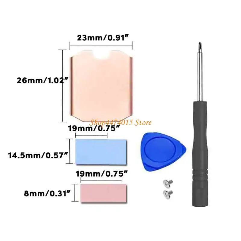Radiador cobre K1AA NVME SSD Relacher almohadilla para 2230 Radiador enfriamiento disco disco sólido 0.5 mm
